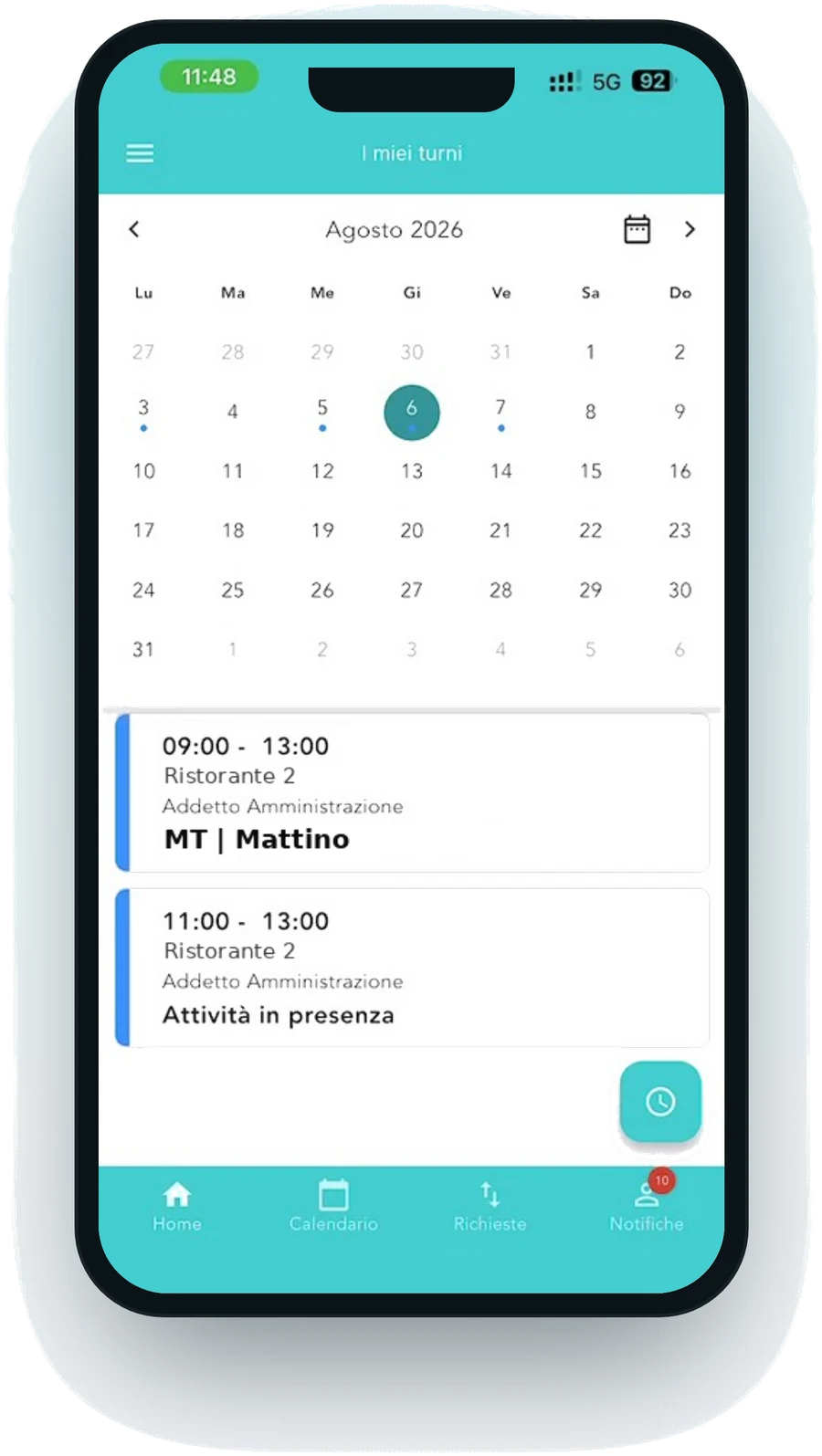 App HyWork per chi lavora: i miei turni, calendario e timbratura dal telefono